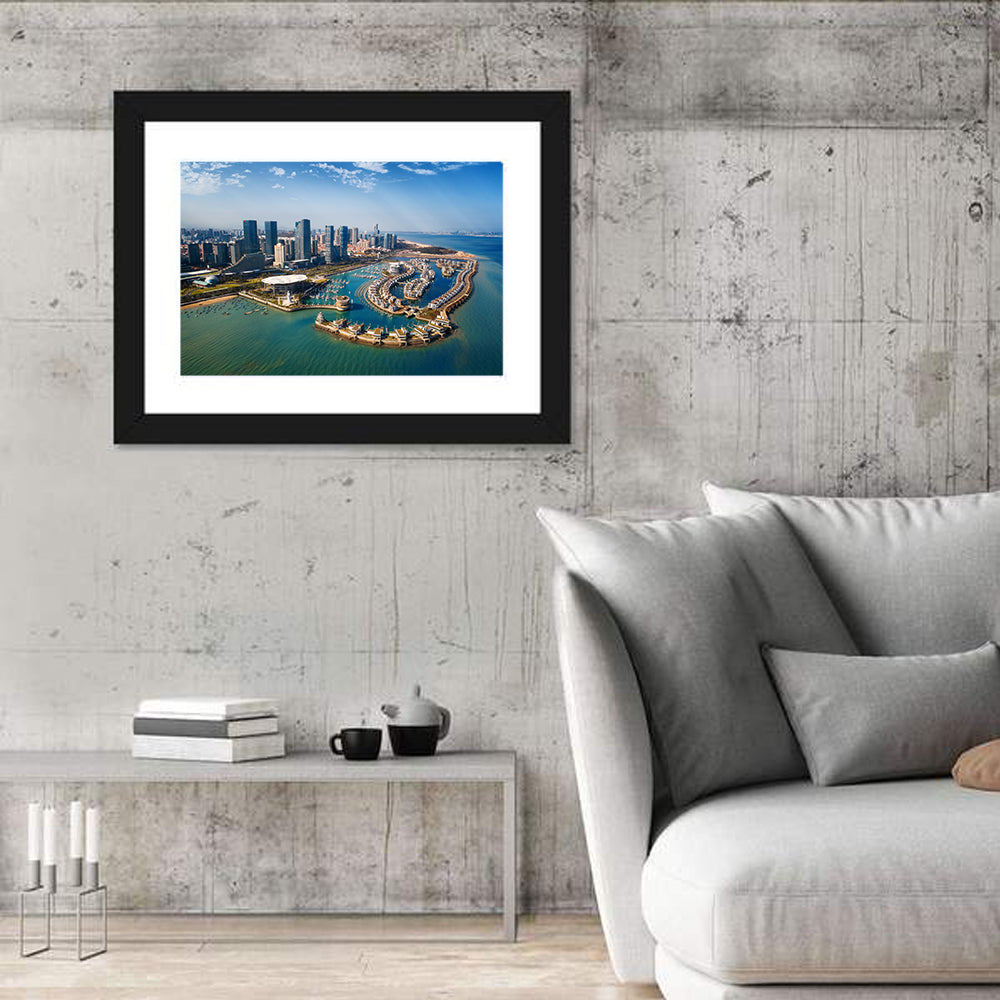 Xiamen Wuyuan Bay Skyline Wall Art in a room, landscape