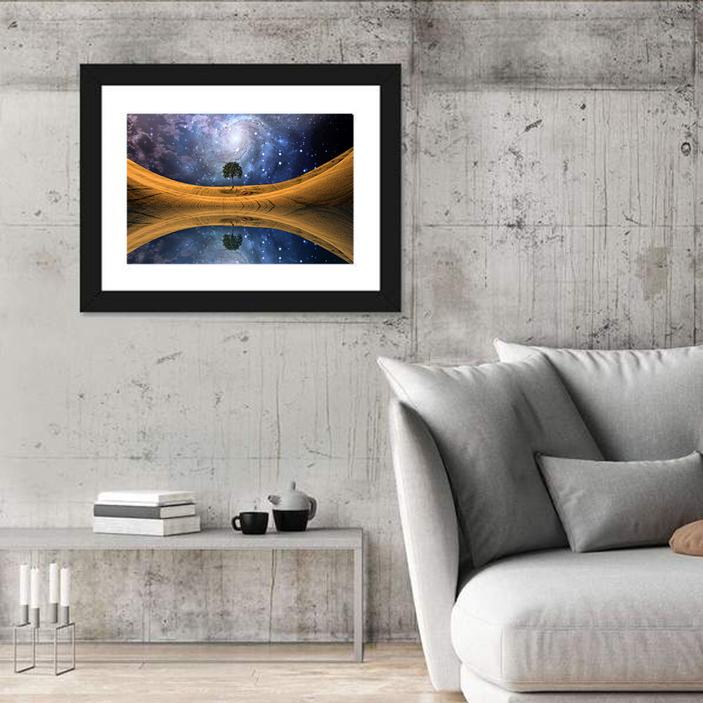 Solitary Tree Beneath Spiral Galaxy Wall Art
