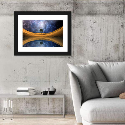Solitary Tree Beneath Spiral Galaxy Wall Art