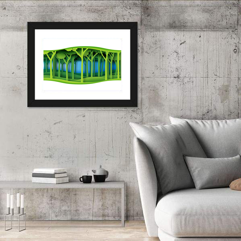 Layered Paper Forest Panorama Wall Art