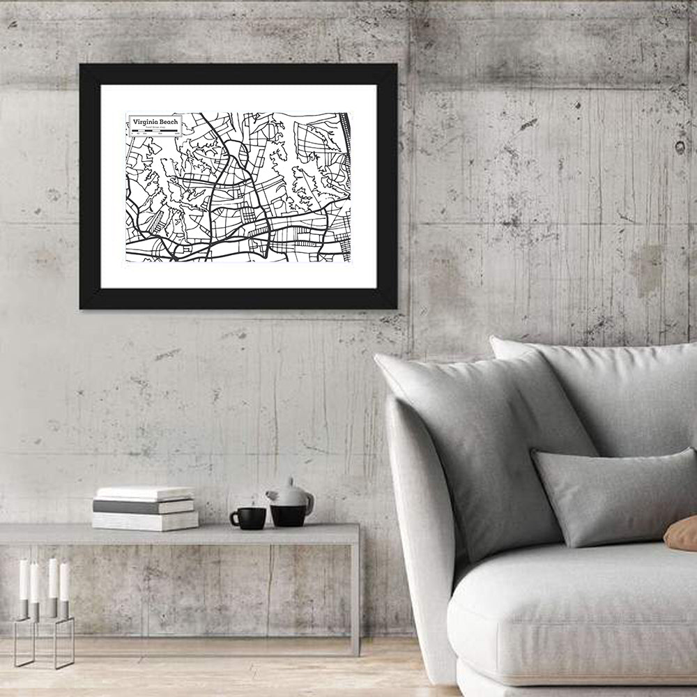 Virginia Beach Hand-drawn City Map Wall Art