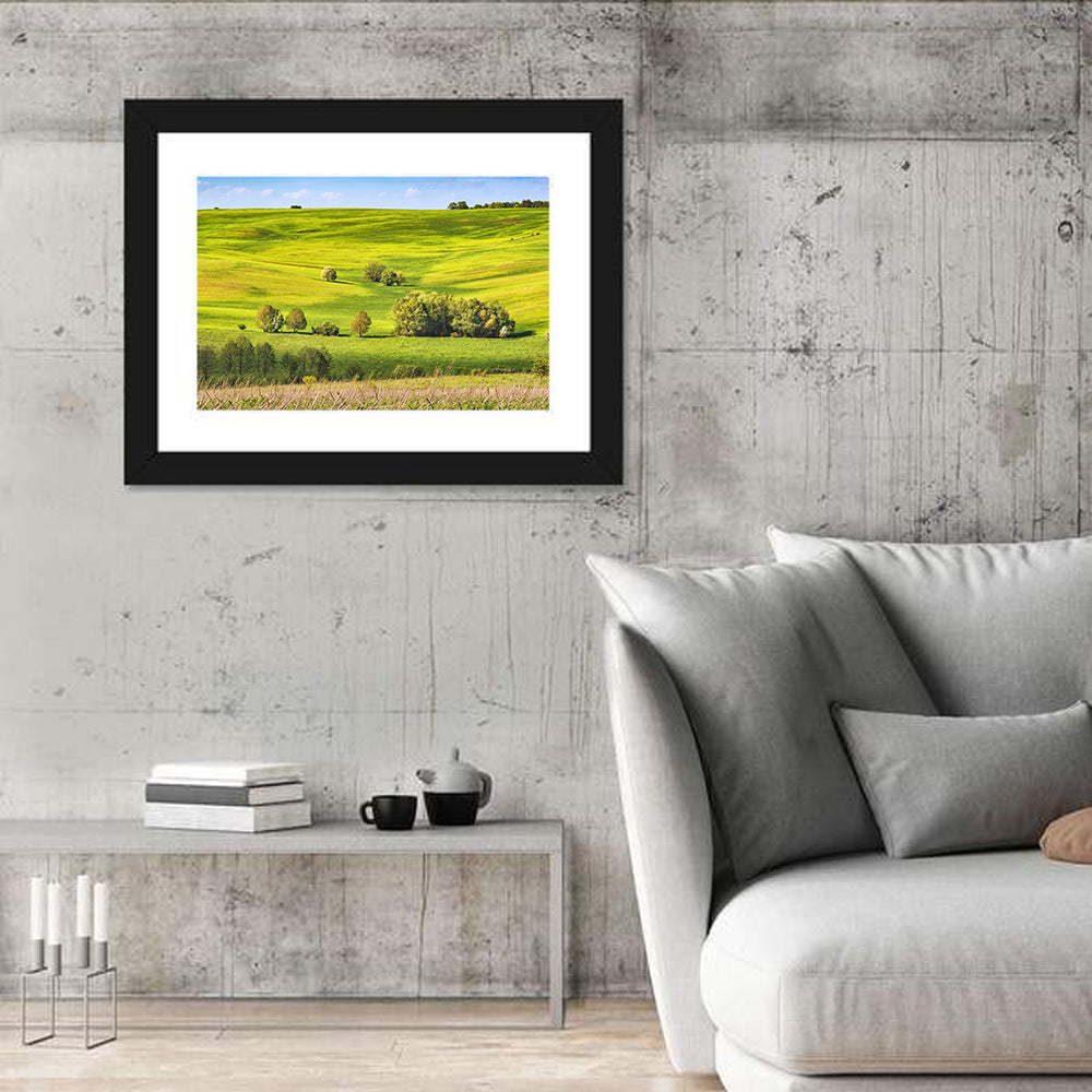 Rolling Hills of Ukraine Wall Art in a room, landscape