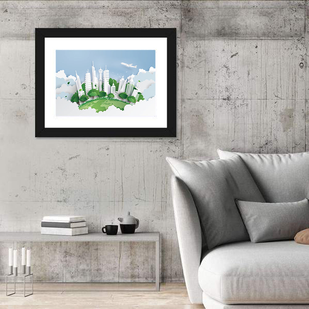 Green Globe Cityscape Wall Art