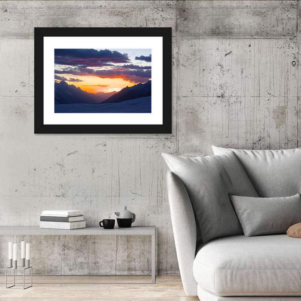 Hispar Pass Sunset Wall Art in a room, landscape