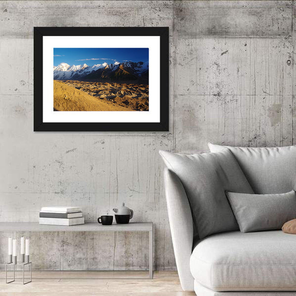 Karakoram Glacier Peaks Wall Art in a room, landscape