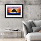 Coastal Sunset Tree Silhouette Wall Art
