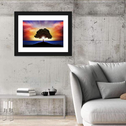 Coastal Sunset Tree Silhouette Wall Art