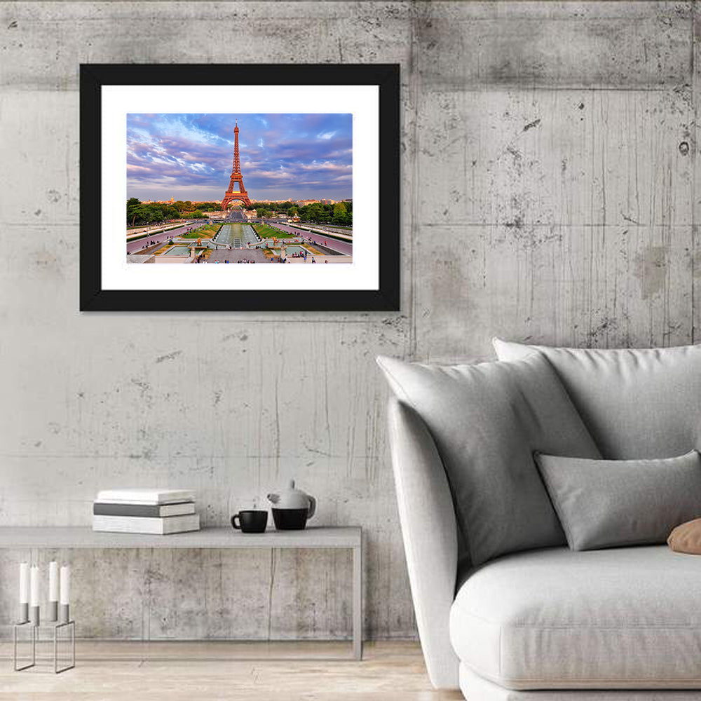 Eiffel Tower at Golden Hour Wall Art in a room, landscape