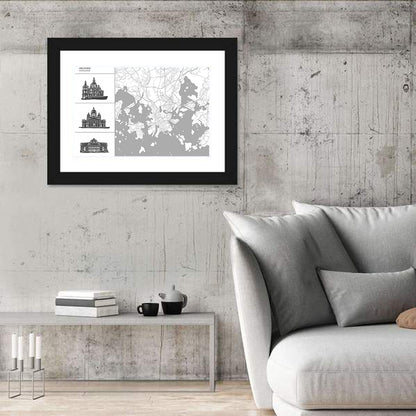 Helsinki Architectural Map Wall Art