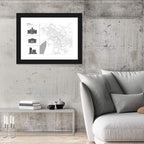 Astana Map with Landmarks Wall Art