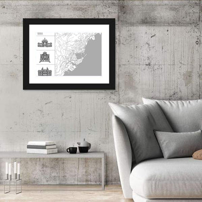 Monaco City Map Wall Art