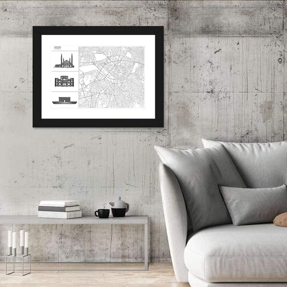 Ankara City Map Wall Art