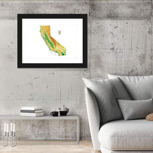 California Physical Map Wall Art