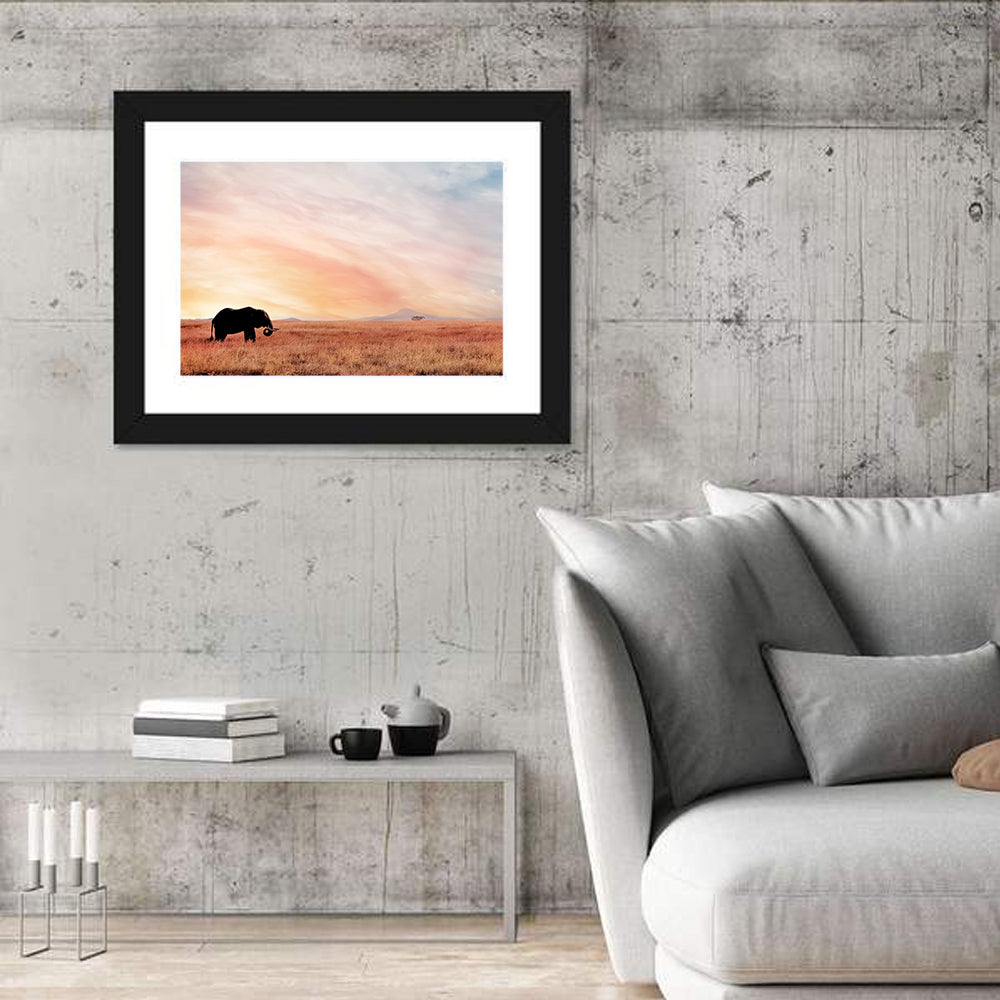 Savannah Elephant at Sunset Wall Art