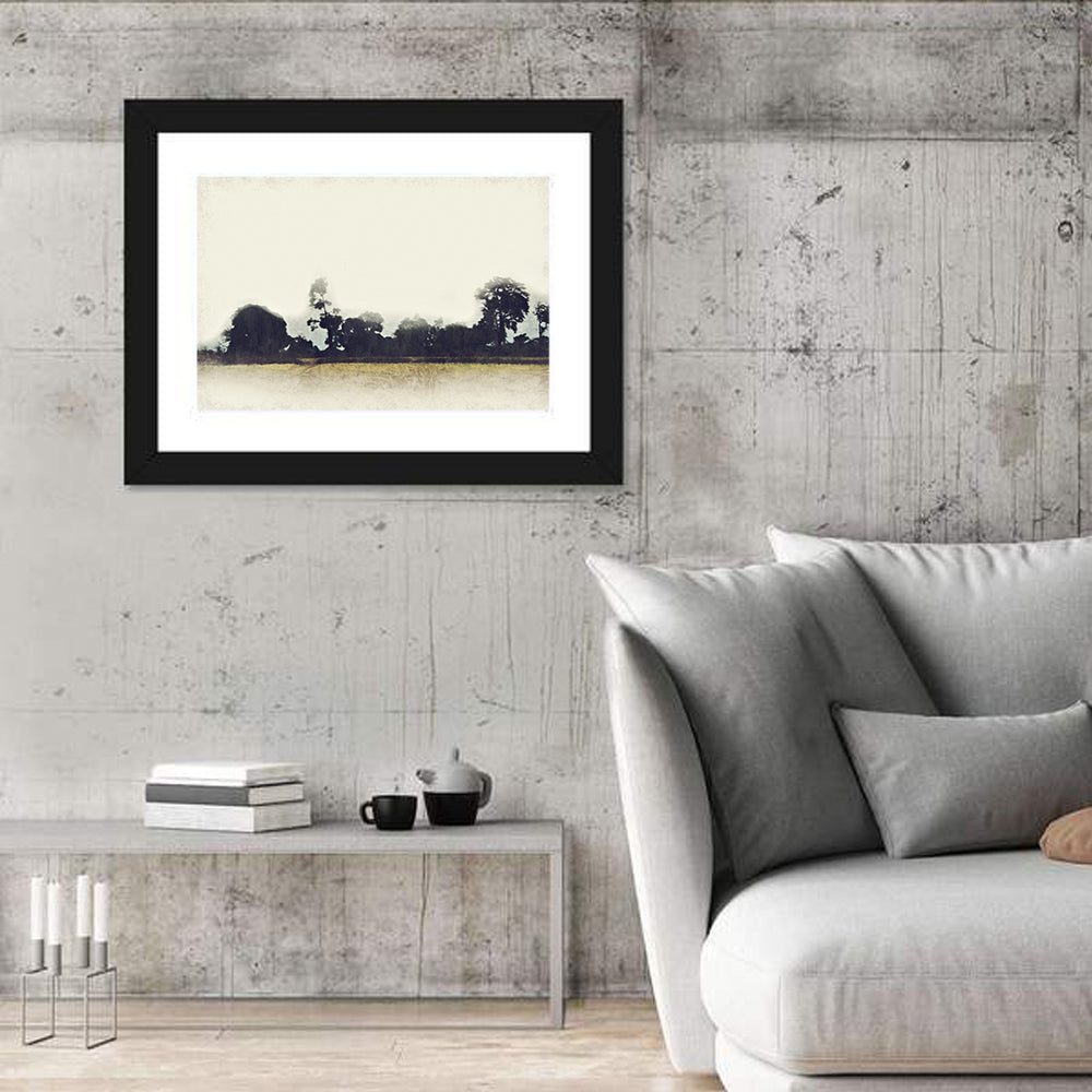 Faded Field with Silhouetted Trees Wall Art