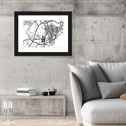 Alicante City Plan Wall Art