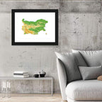 Bulgaria Topographic Map Wall Art
