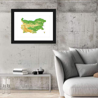 Bulgaria Physical Map Wall Art