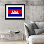 Cambodia Flag with Angkor Wat Emblem Wall Art