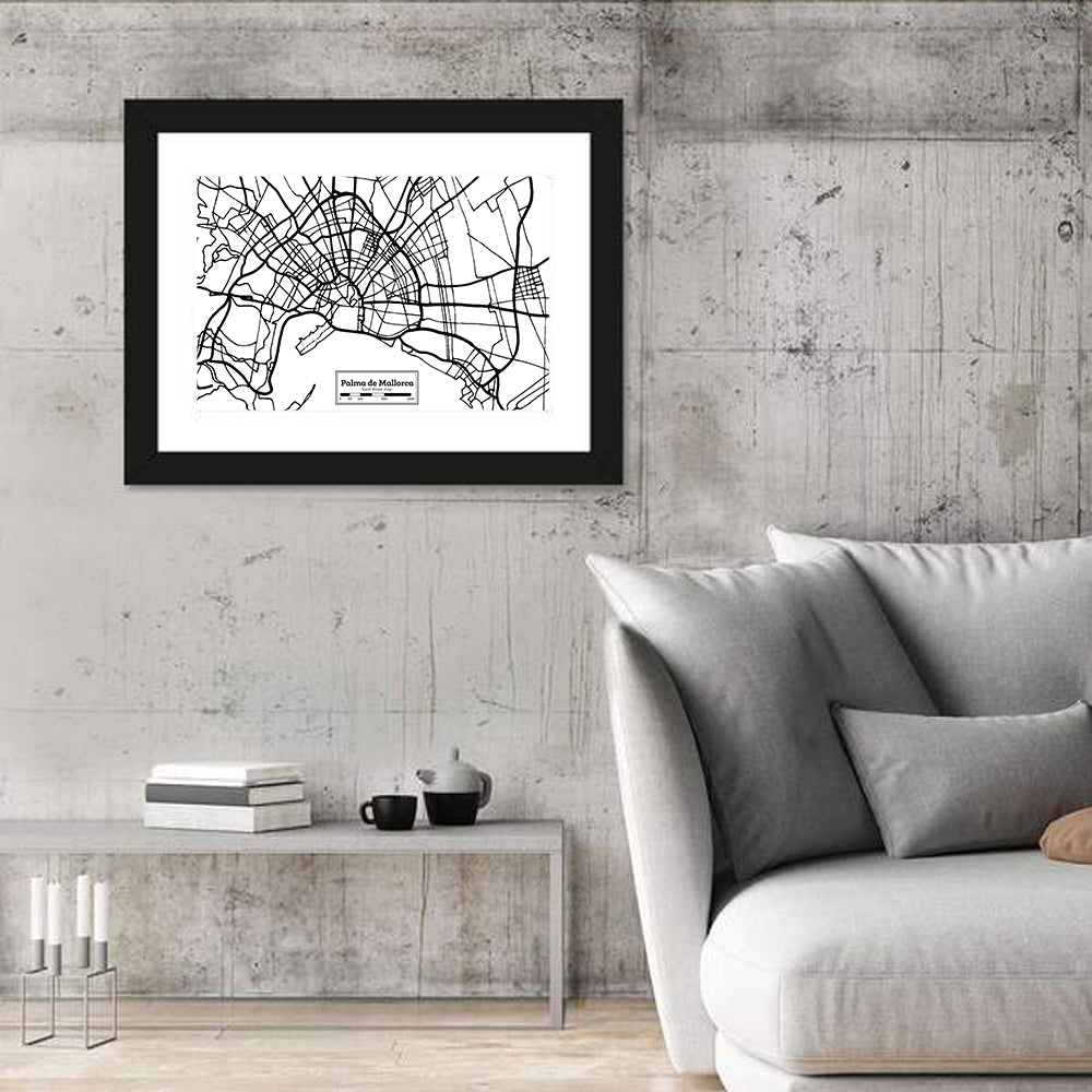 Minimalist Palma De Mallorca Map Wall Art
