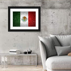Weathered Mexico Flag with Coat of Arms Wall Art