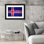 Iceland Flag on Brick Wall Art