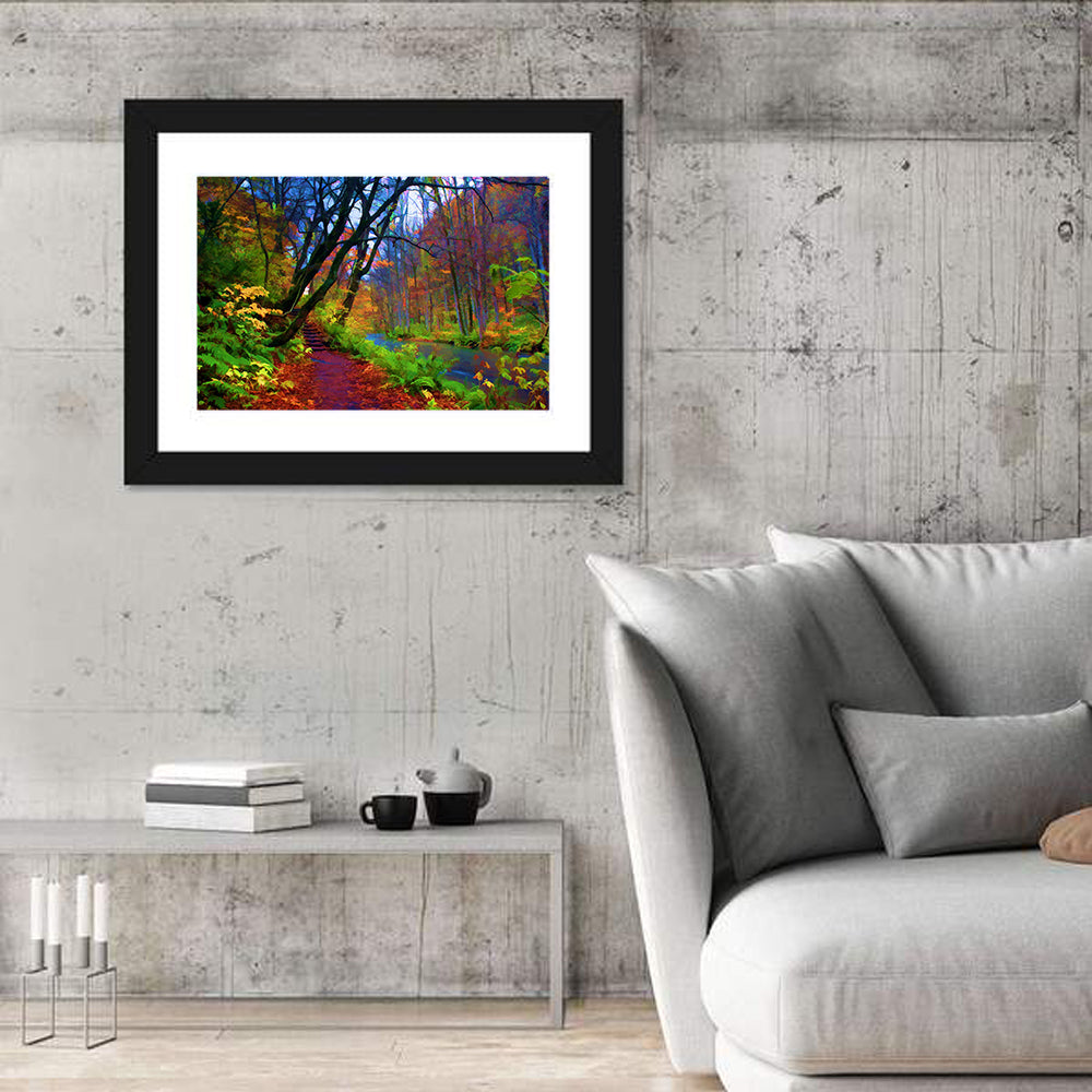 Autumn Along Oirase River Wall Art in a room, landscape