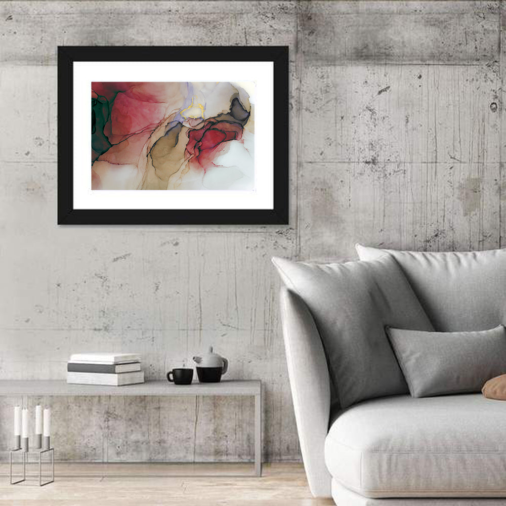 Ink Wash Swirl with Gold Leaf Wall Art