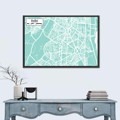 Delhi City Map Wall Art