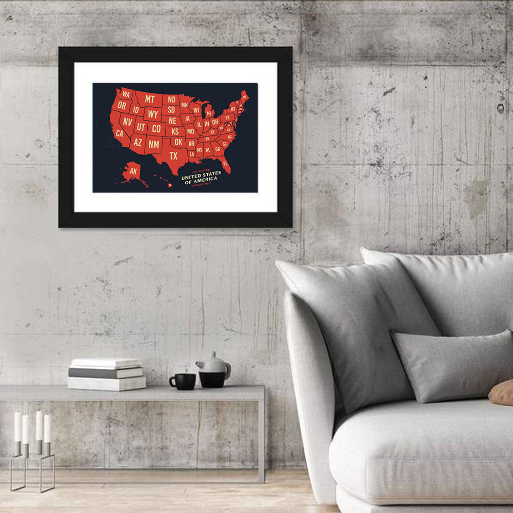 Vintage United States Map Wall Art