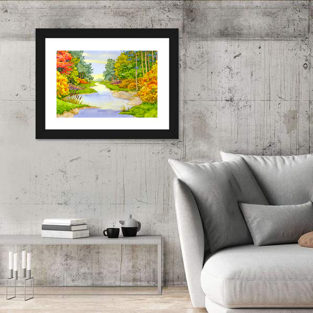 Autumn Forest Creek Wall Art