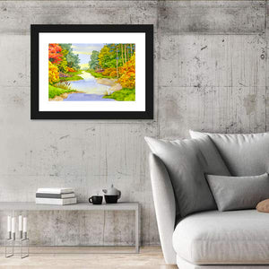 Autumn Forest Creek Flows Wall Art