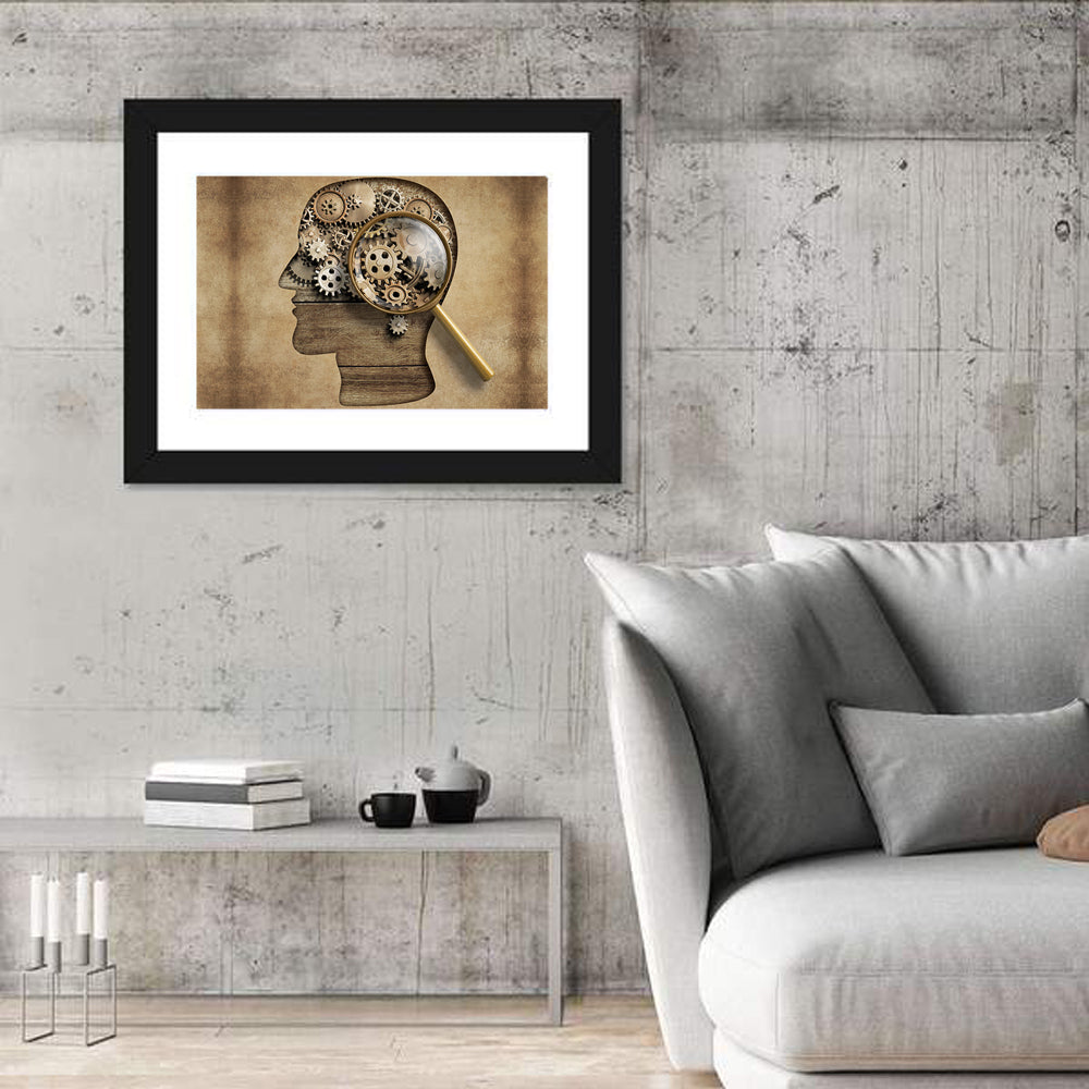 Mechanical Mind Concept Illustration Wall Art in a room, landscape