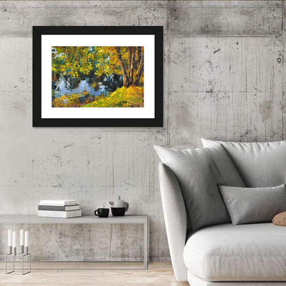 Autumn Riverbank Reflections Wall Art