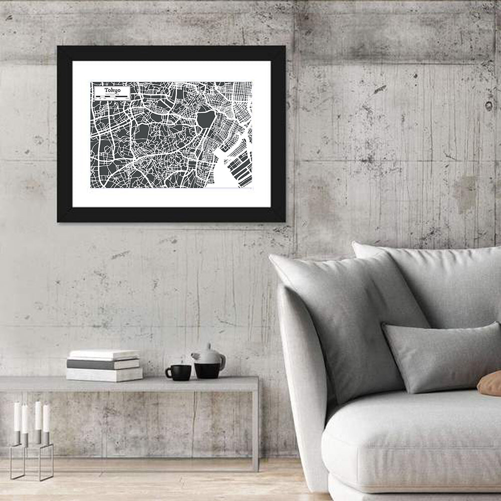 Tokyo City Map Wall Art