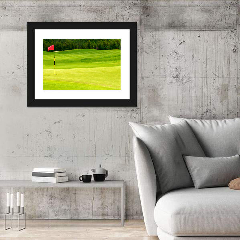 Red Golf Flag on the Green Wall Art