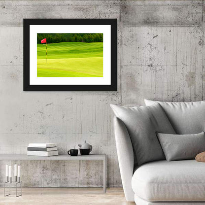 Red Golf Flag on the Green Wall Art
