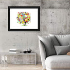Colorful Floral Tree with Butterflies Wall Art