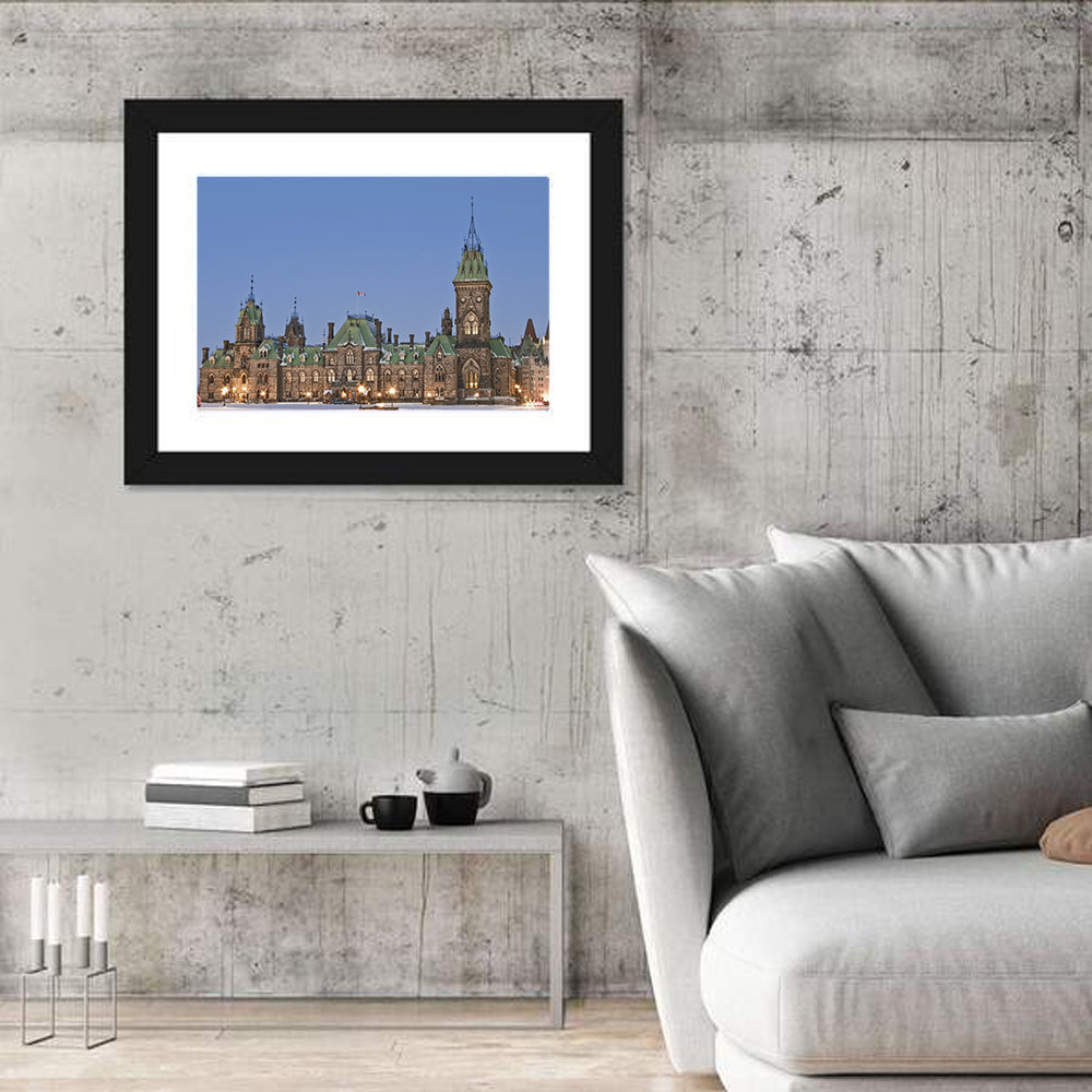 Ottawa Parliament Buildings at Dusk Wall Art in a room, landscape