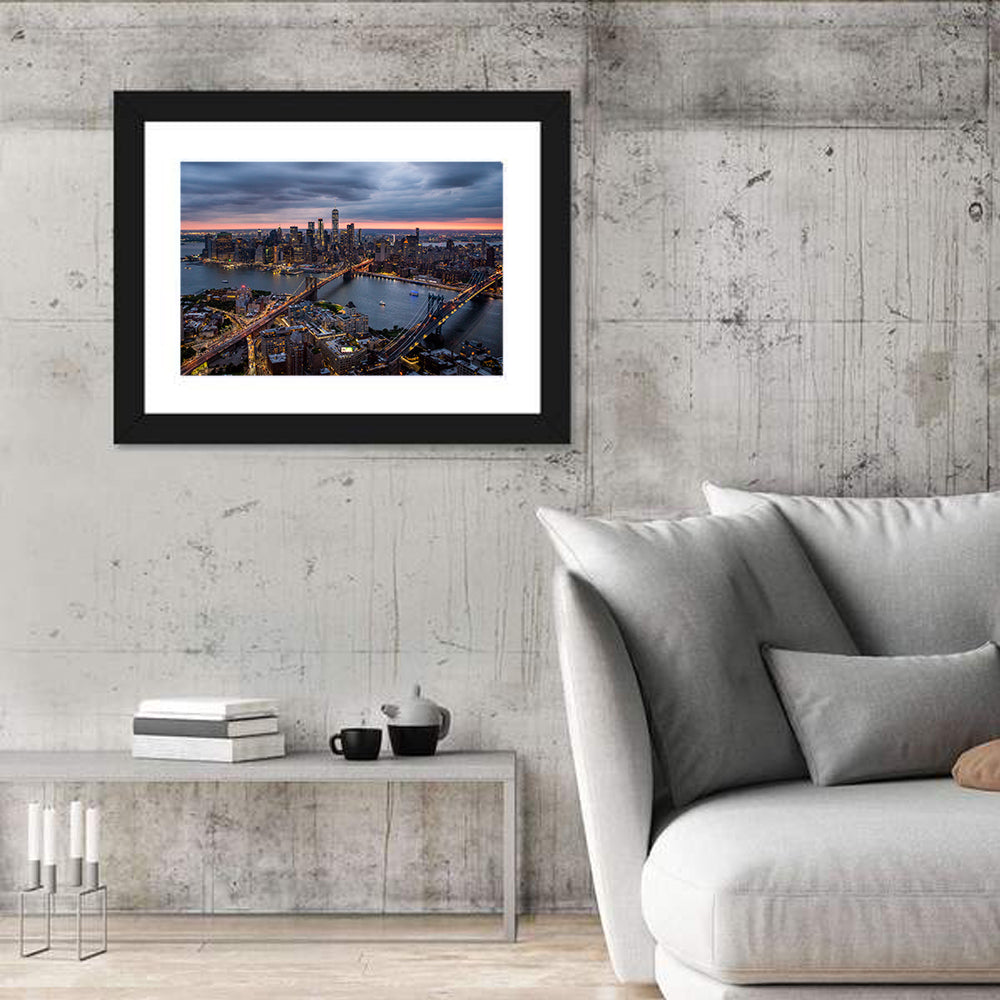 Twilight Over Brooklyn and Manhattan Bridges Wall Art