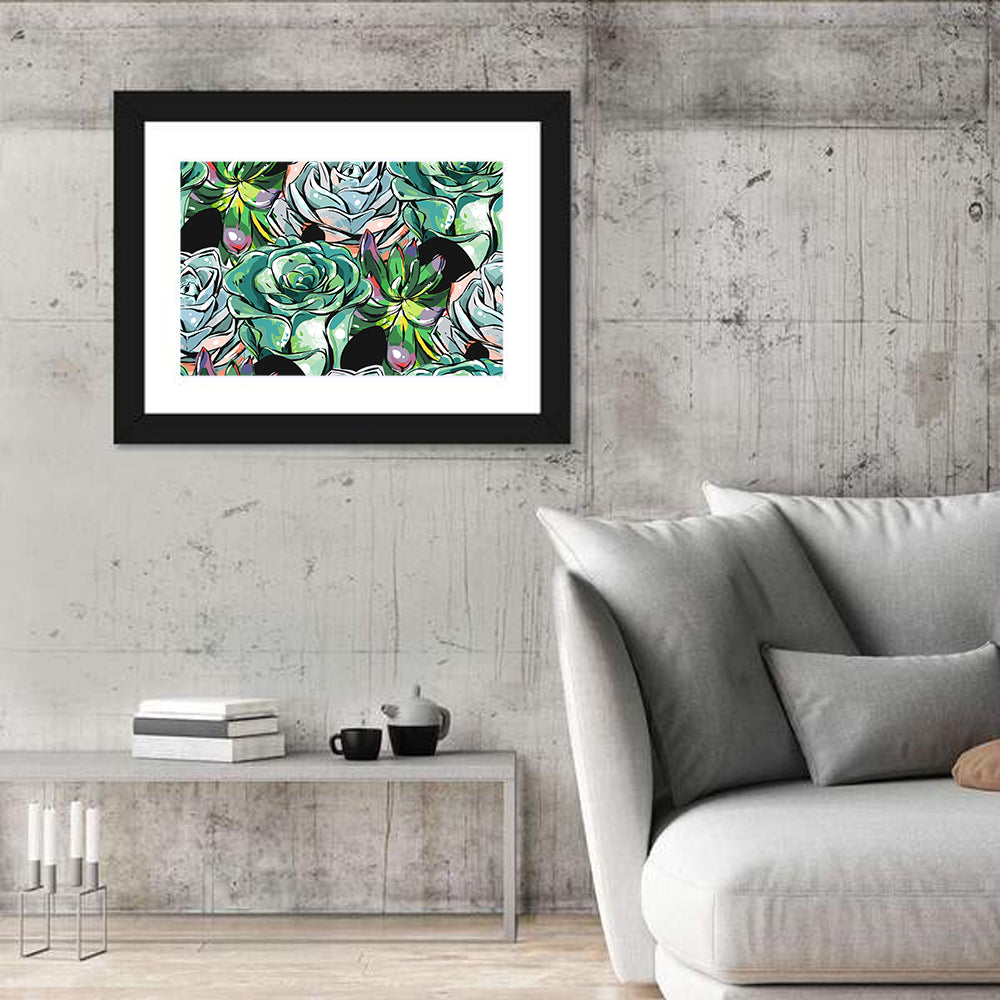 Turquoise Succulent Collage Wall Art