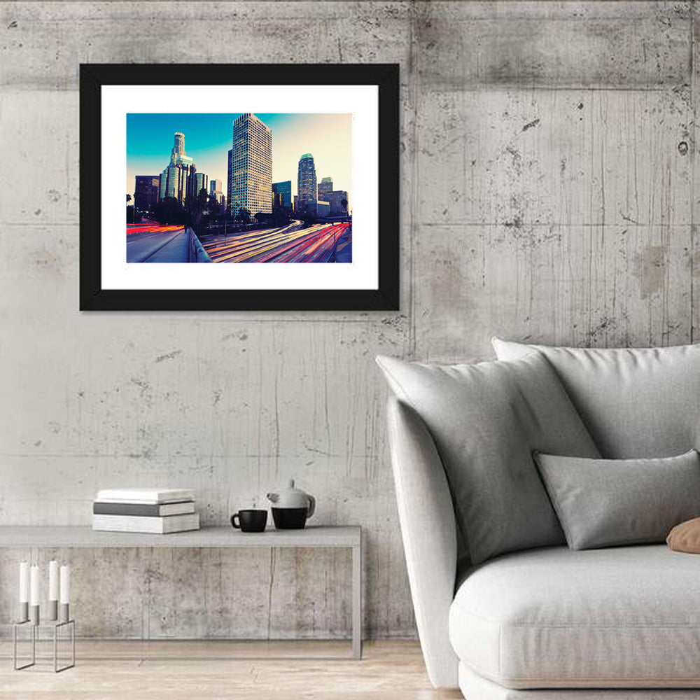 Los Angeles Night Skyline with U.s. Bank Tower Wall Art
