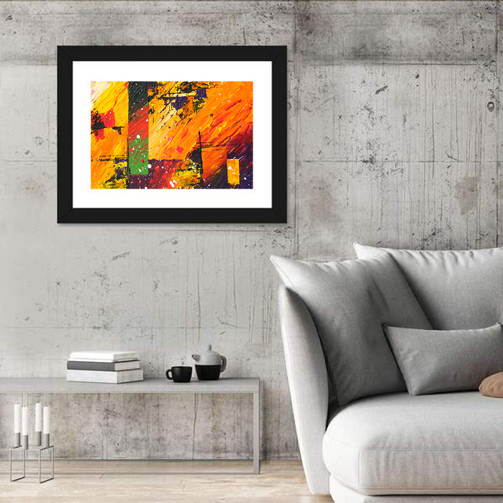 Bold Impasto Geometry Wall Art in a room, landscape