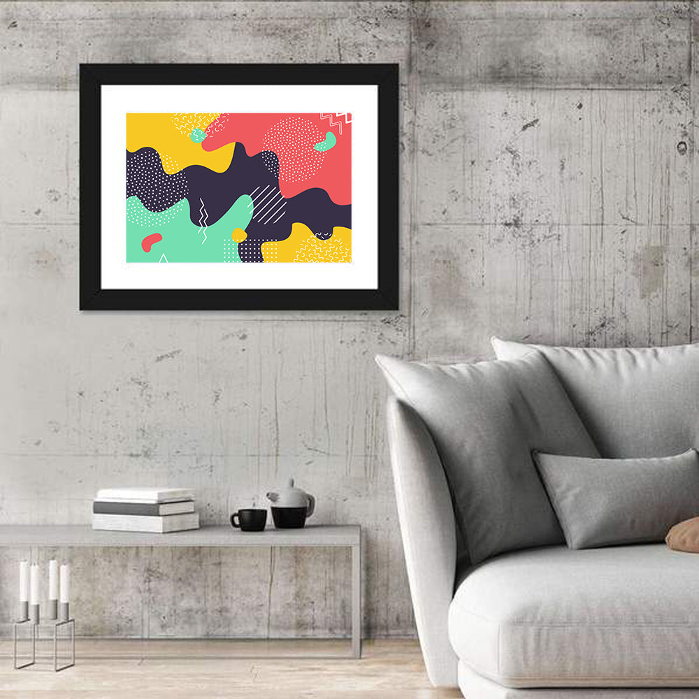 Liquid Splashes Geometric Pattern Wall Art in a room, landscape