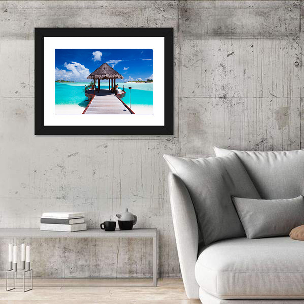 Tropical Jetty with Thatched Gazebo Wall Art