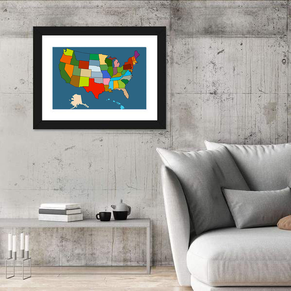 Color-blocked United States Map Wall Art