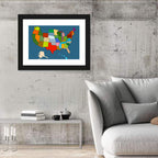 Color-blocked United States Map Wall Art