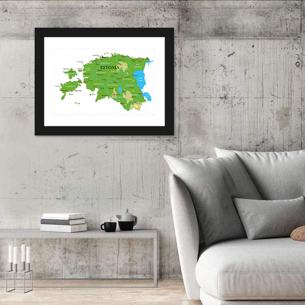 Estonia Physical Map Wall Art