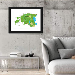 Estonia Physical map Wall Art