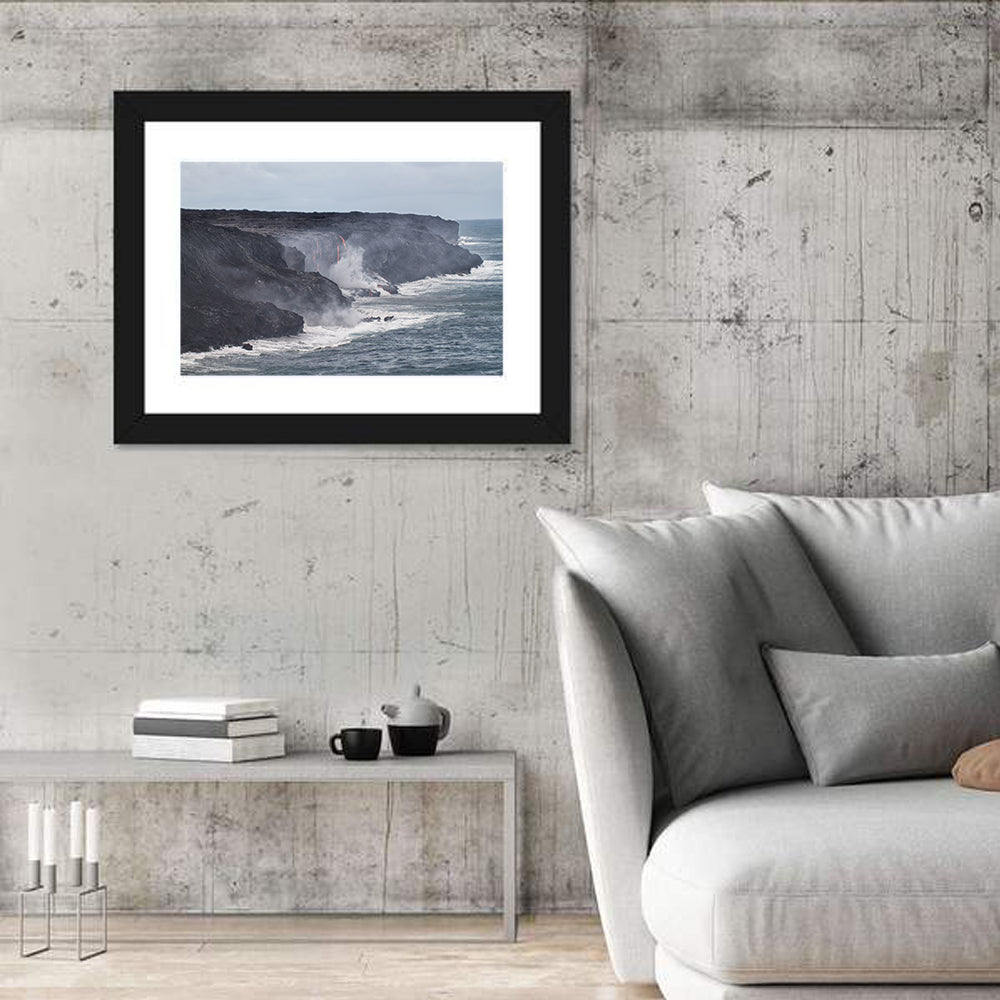 Glowing Lava on Big Island Coast Wall Art in a room, landscape